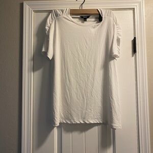 Simply Vera Wang White Crew Neck Ruched Short Sleeve Top Size XL